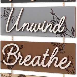HPNIUB Farmhouse Bathroom Decor. Bathroom Sign Relax Soak Unwind Breathe Wood Hanging Plaque. Rustic Home Decoration for Spa Bathroom Laundry : Home & Kitchen